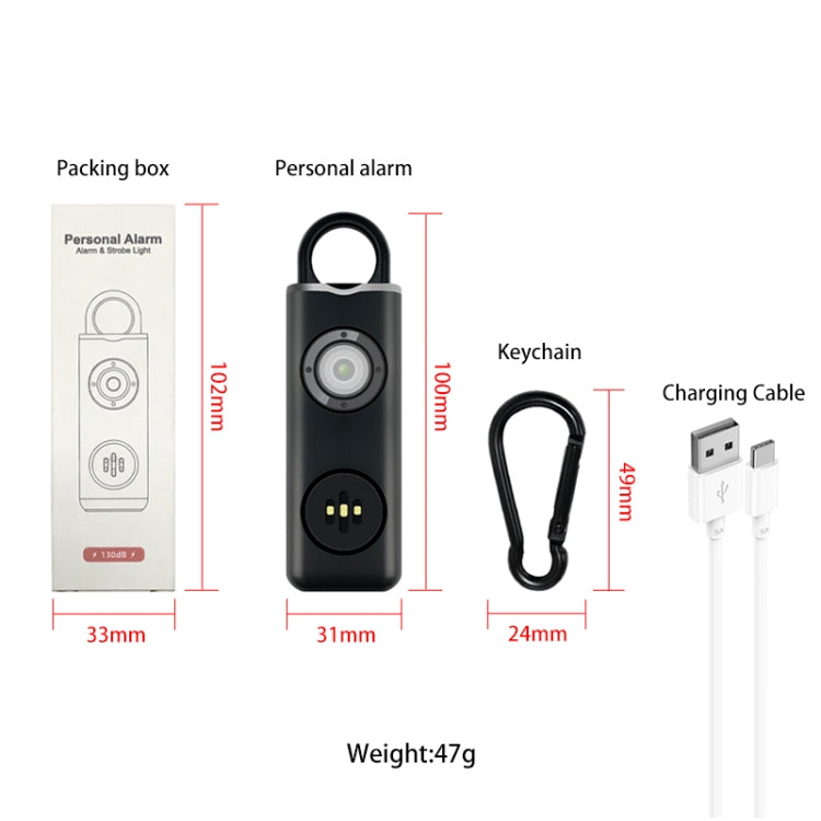 Anti-wolf Alarm Rechargeable Female Student Self-defense Keychain — White