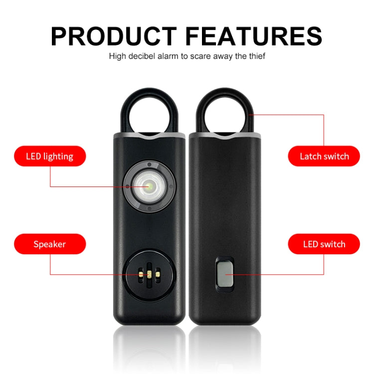 Anti-wolf Alarm Rechargeable Female Student Self-defense Keychain — Black