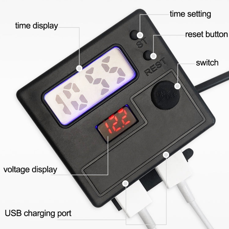 Motorcycle Clock Digital Display Dual USB Phone Charger Waterproof 5V 3A Fast Charge