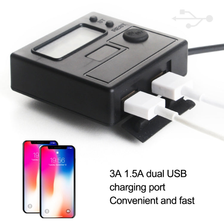 Motorcycle Clock Digital Display Dual USB Phone Charger Waterproof 5V 3A Fast Charge