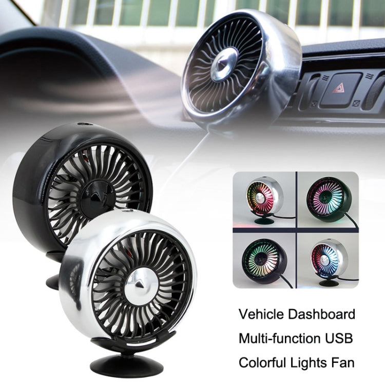 F102 Vehicle Dashboard Multi-function USB Colorful Lights Fan