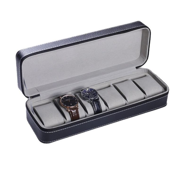 Zipper Watch Box Storage Display Box PU Zipper Bag Watch Box, 6 Bit