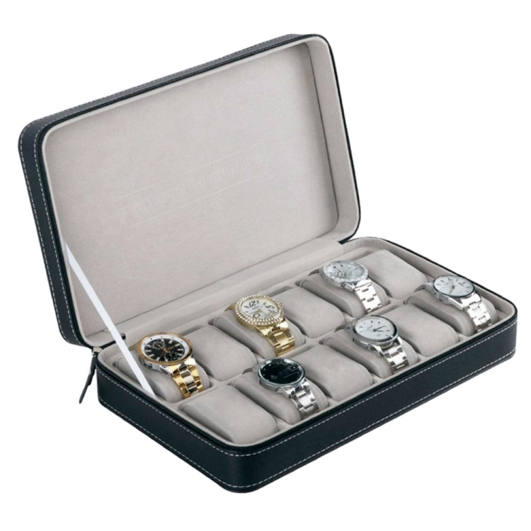 Zipper Watch Box Storage Display Box PU Zipper Bag Watch Box, 12 Bit