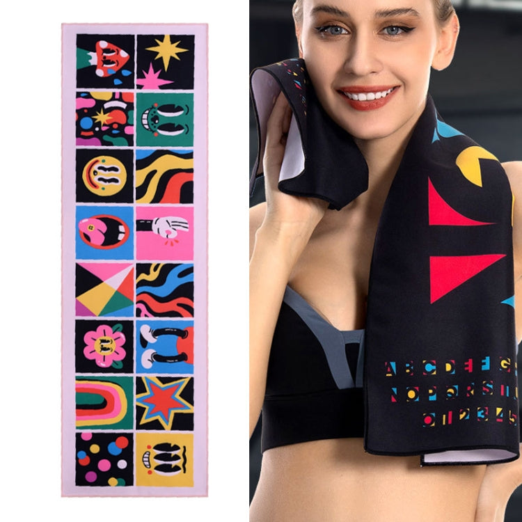 YDJ1223-1 Microfiber Double Sided Fleece Print Quick Dry Portable Sports Towel, Size: — Sports Towel(Happy)