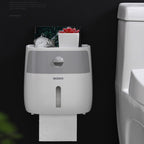 ECOCO E1804 Toilet Multifunctional Double-layers Tissue Rack — White+Black