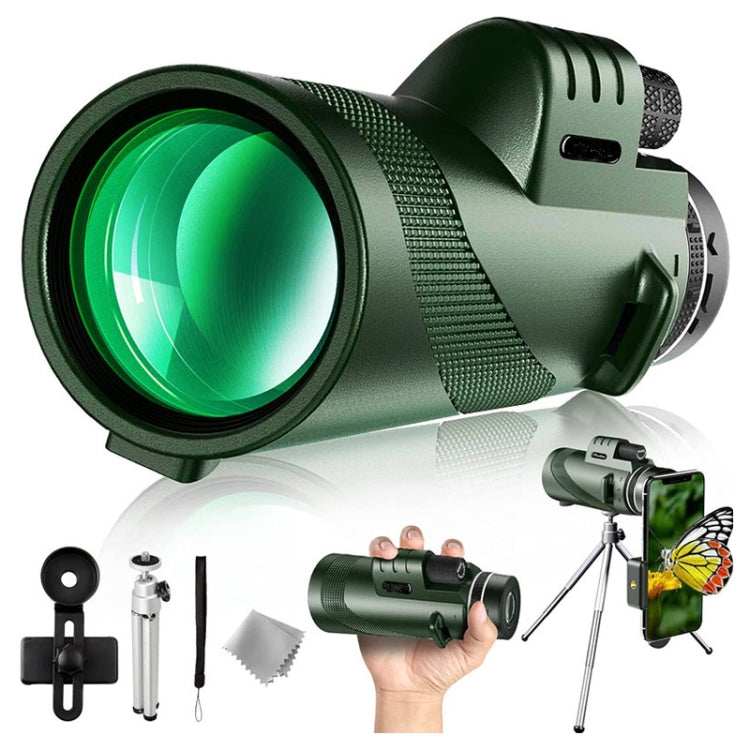 40X60 Outdoor Night Vision High Power HD Monocular, (Standard), (Standard+Universal Clip+Tripod) — (Standard)