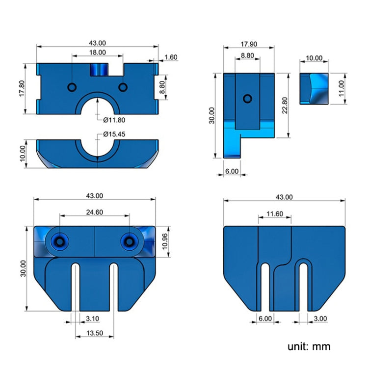 3D Printer Modified E3D V5/V6 Metal Clamp For ENDER 3/3S/PRO — view 3