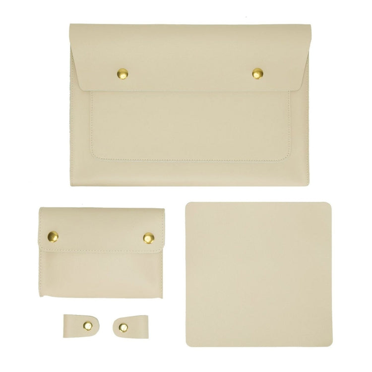 S178 3 In 1 Leather Waterproof Laptop Liner Bag — Light Grey