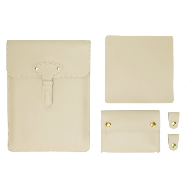S177 3 In 1 Leather Waterproof Laptop Liner Bags — Light Grey
