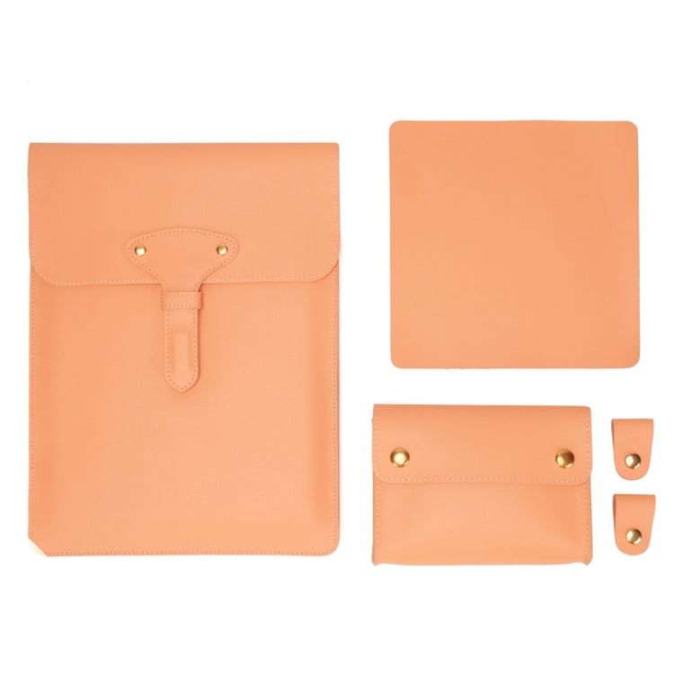 S177 3 In 1 Leather Waterproof Laptop Liner Bags — Apricot