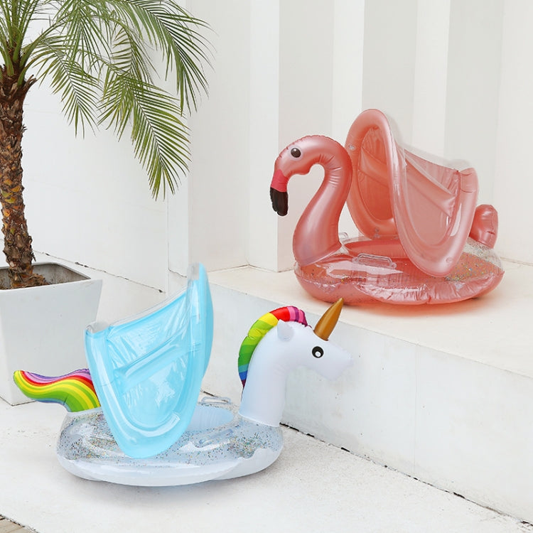 Inflatable Children Swimming Ring with Sunshade Floating Seat
