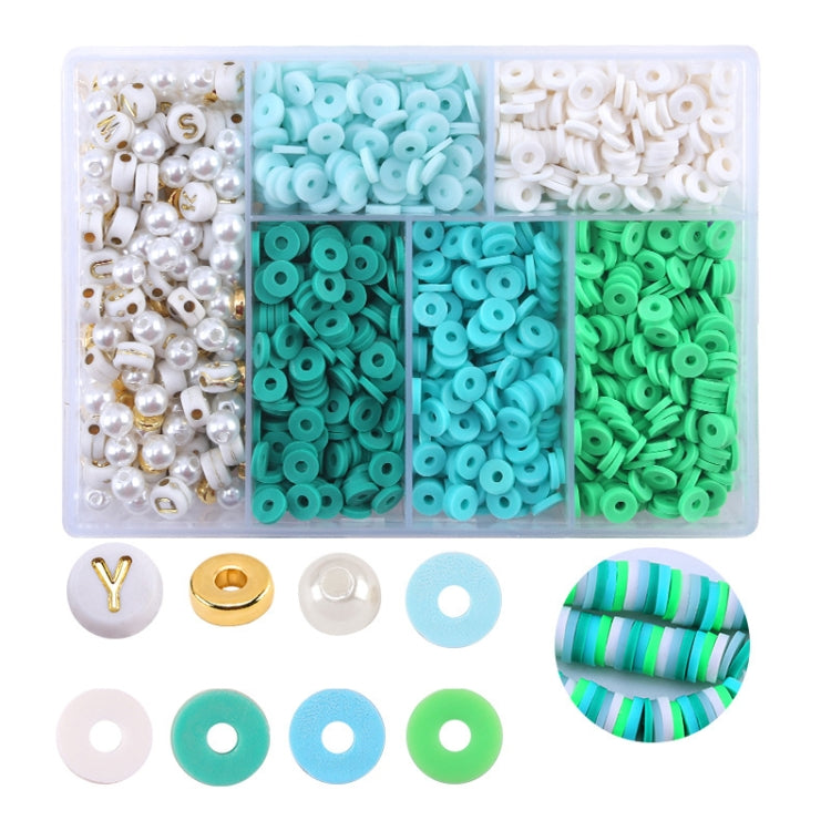 6 Grids / Box Soft Pottery Beading Set DIY Bracelet Necklace Making — Blue