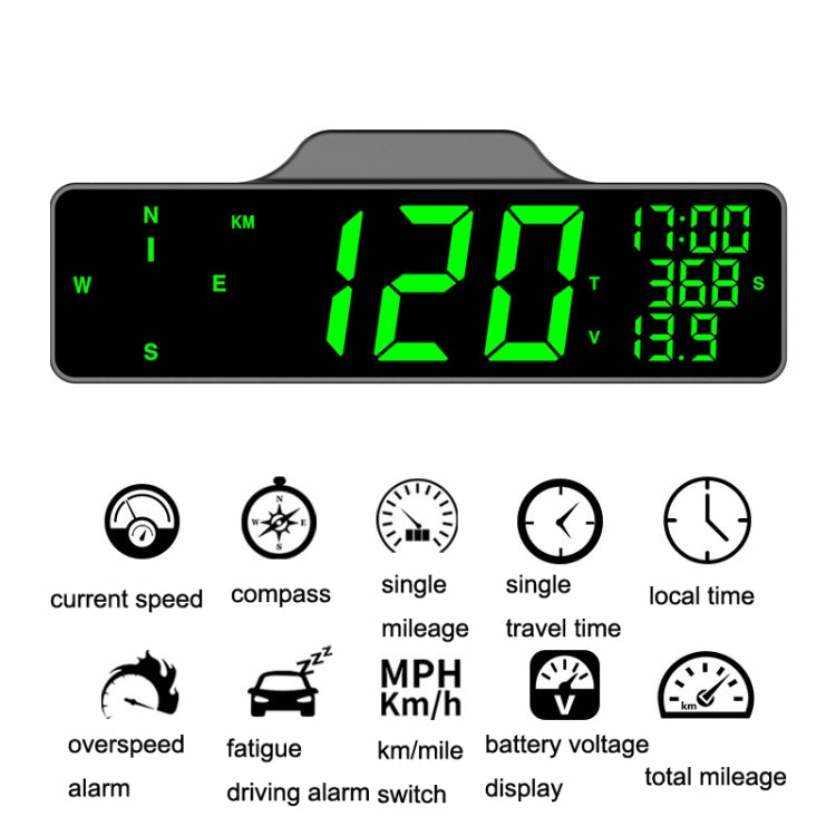 Car HUD Car Head-up Display Compass Multifunction GPS Speedometer