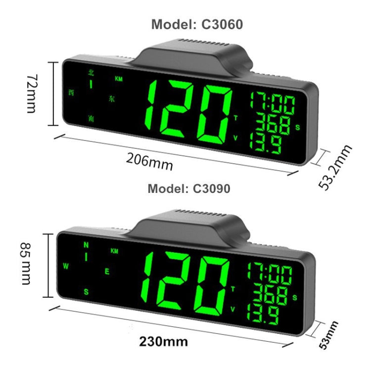 Car HUD Car Head-up Display Compass Multifunction GPS Speedometer