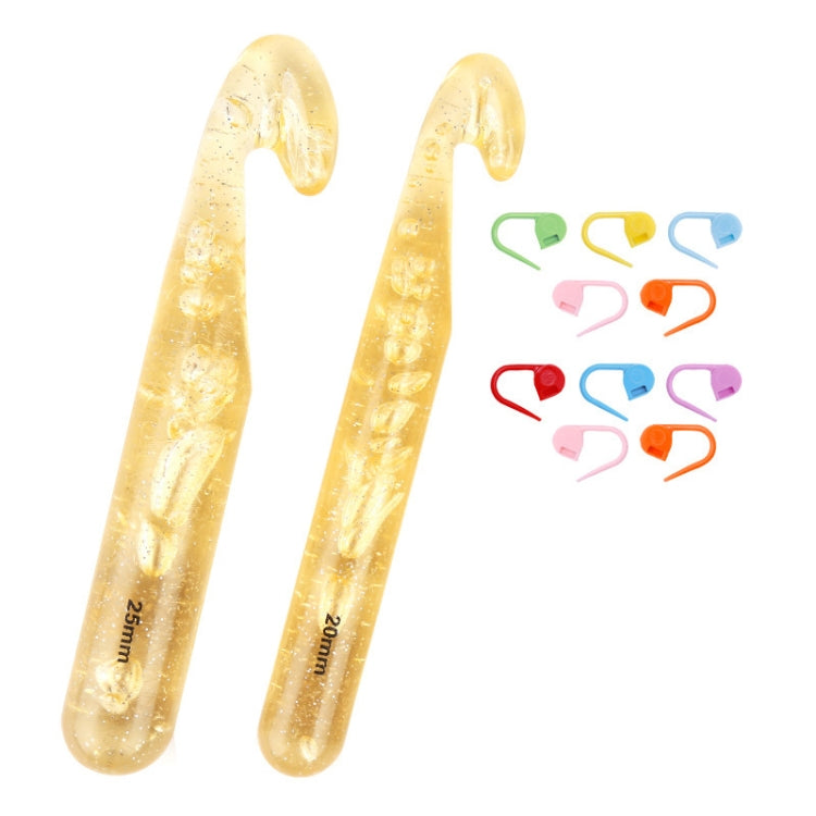 Transparent Bold Crystal Crochet Knitting Tool Set — 20mm+25mm+10 Pins