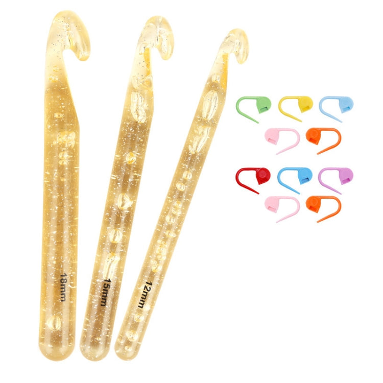 Transparent Bold Crystal Crochet Knitting Tool Set — 18mm+15mm+12mm+10 Pins