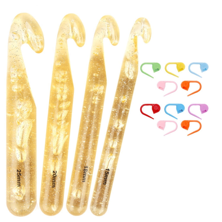 Transparent Bold Crystal Crochet Knitting Tool Set — 15mm+18mm+20mm+25mm+10 Pins
