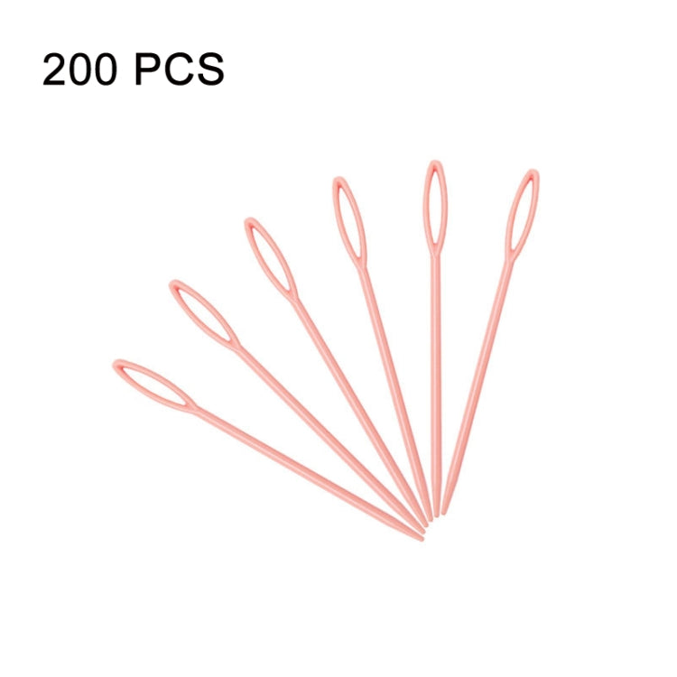 200 PCS 9cm Plastic Sewing Needle Color Sweater Knitting Tool — Pink