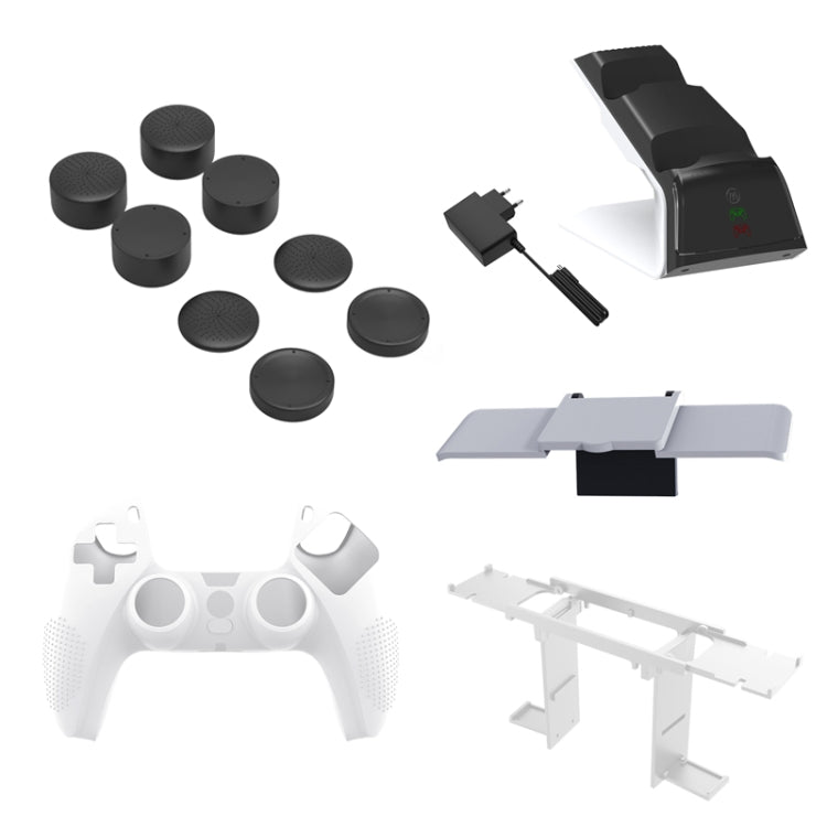 JYS JYS-P5151 For PS5 12 In 1 Handle Charger + Rocker Cap + Privacy Cover + Silicone Cover + Bracket Set
