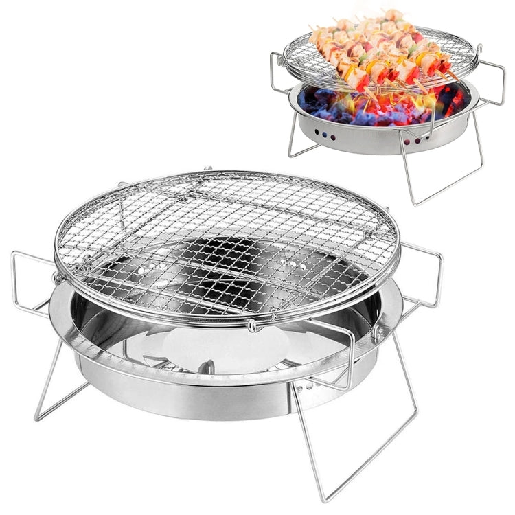 RG_011 Outdoor Round Folding Stainless Steel Barbecue Grill, Size: