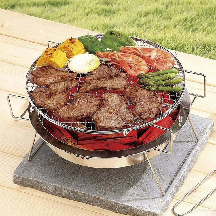 RG_011 Outdoor Round Folding Stainless Steel Barbecue Grill, Size: