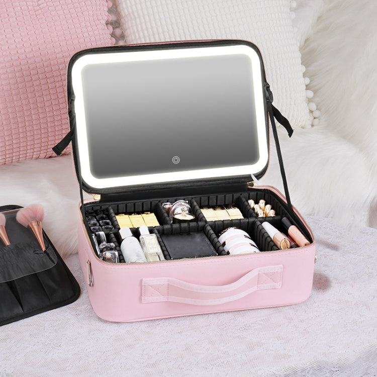 NICELAND TM1060 Large Capacity With Lamp Makeup Bag Portable — Large Pink