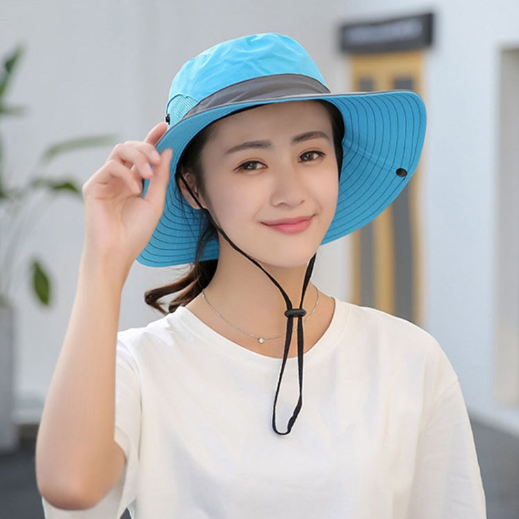 9002 Summer Women Outdoor Sun Hats Fisherman Hat With Ponytail Hole — Two-color Adult Blue