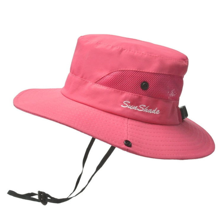9002 Summer Women Outdoor Sun Hats Fisherman Hat With Ponytail Hole — Monochrome Children Watermelon Red