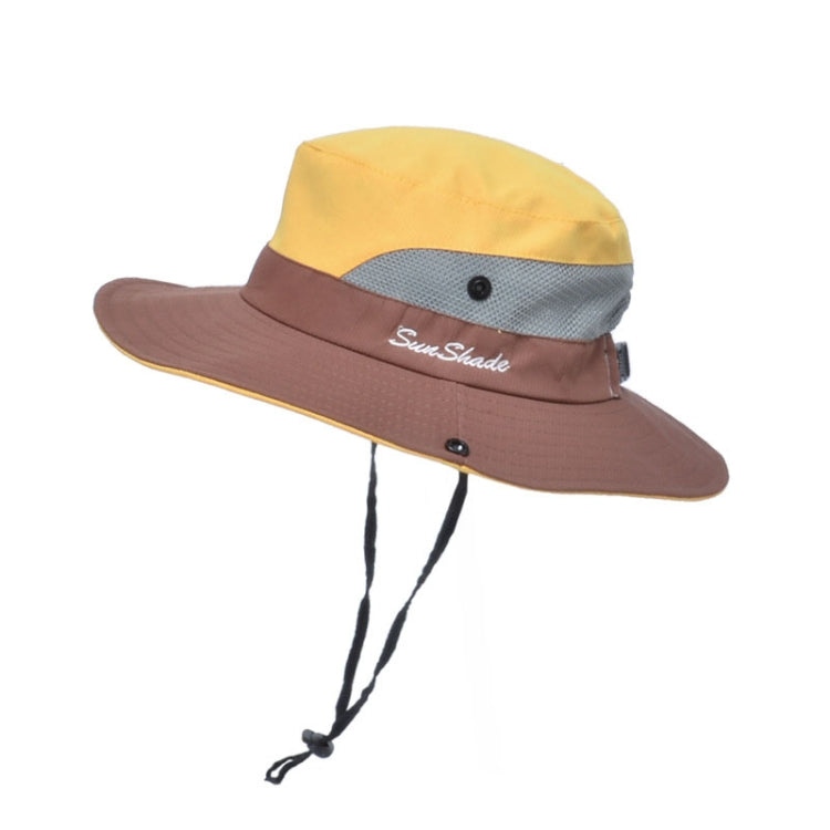 9002 Summer Women Outdoor Sun Hats Fisherman Hat With Ponytail Hole — Two-color Children Yellow