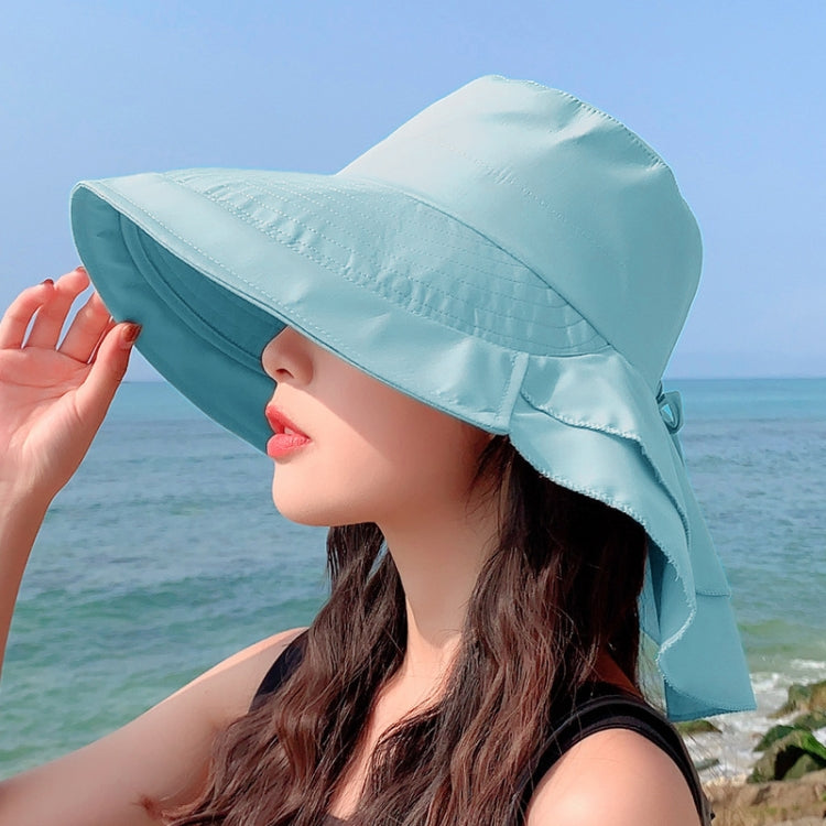 8062 Women Summer Neck Protection Sunscreen Hat Large Brim Fisherman Hat — 8062 Light Gray