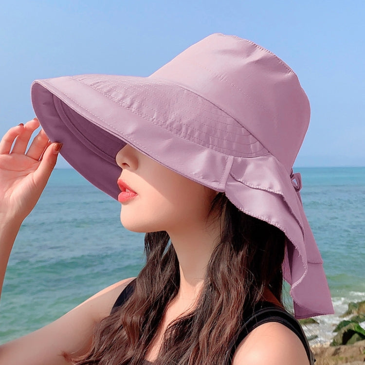 8062 Women Summer Neck Protection Sunscreen Hat Large Brim Fisherman Hat — 8062 Blue