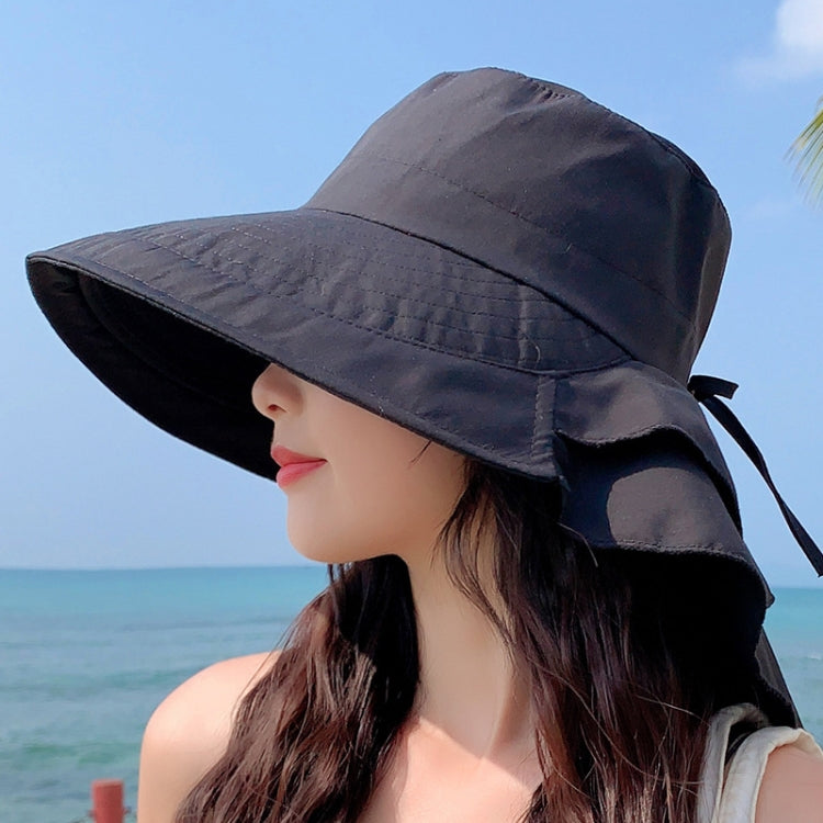8062 Women Summer Neck Protection Sunscreen Hat Large Brim Fisherman Hat — 8062 Khaki