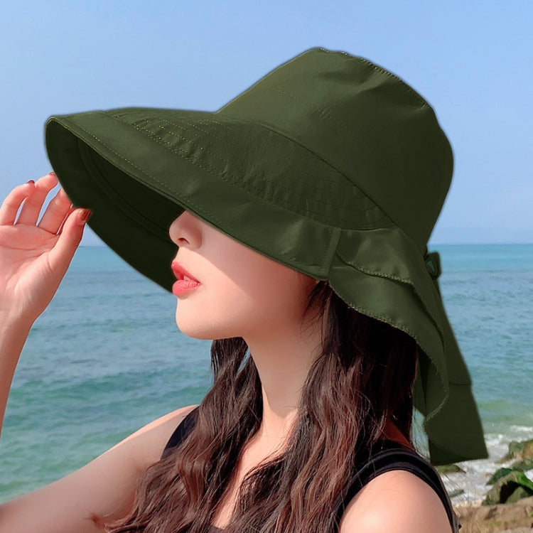 8062 Women Summer Neck Protection Sunscreen Hat Large Brim Fisherman Hat — 8062 Dark Gray