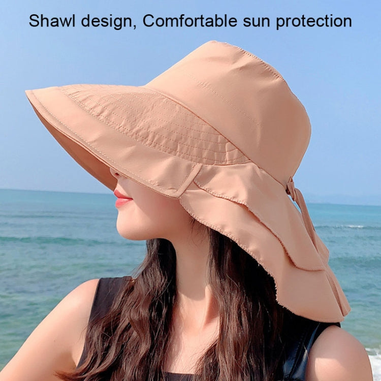 8062 Women Summer Neck Protection Sunscreen Hat Large Brim Fisherman Hat — Army Green
