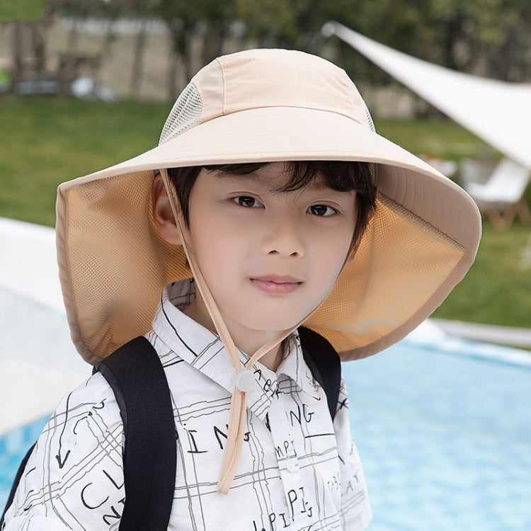 1039 Summer Children Fisherman Hat Large Brim Shawl Sun Hat — 1039 Beige