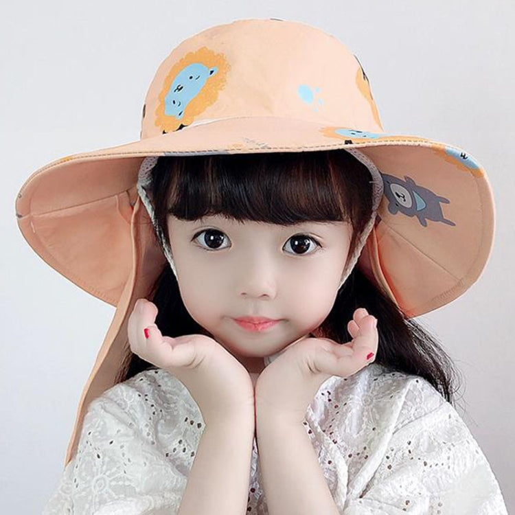 1015 Summer Children Sun Hat Outdoor Sun Protection Bucket Hat With Shawl — 1015 Orange