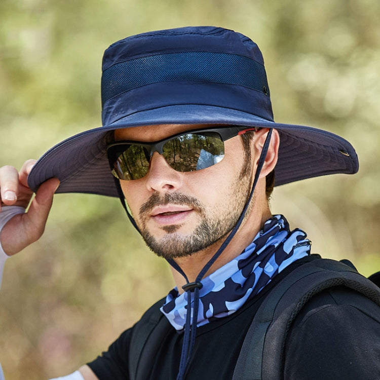 9090 Men Outdoor Fishing Climbing Mountain Large Brim Fisherman Hat — 9090 Navy