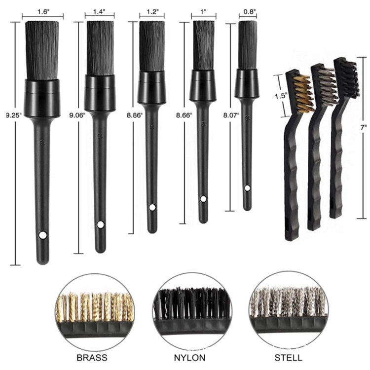 9 PCS / Set Car Interior Outlet Air Conditioning Brush Details Cleaning Brush