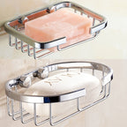 Stainless Steel Wall-Mounted Bathroom Soap Storage Rack — Square
