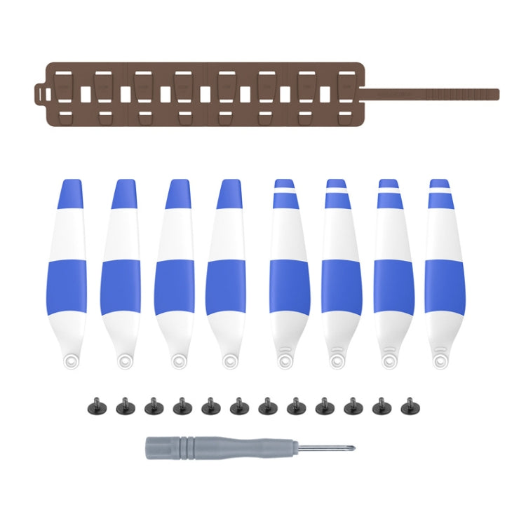 Sunnylife MM3-SN443 For Mini 3 Pro Propeller Blades + Silicone Folding Storage Bag — Blue Strip+Gray Bag