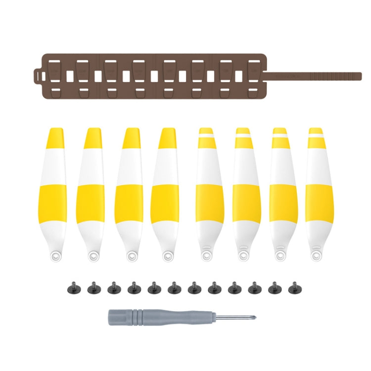 Sunnylife MM3-SN443 For Mini 3 Pro Propeller Blades + Silicone Folding Storage Bag — Yellow Strip+Gray Bag