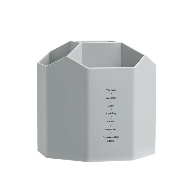 Large Capacity Desktop Storage Box Student Office Pen Bucket — Non-rotating Gray