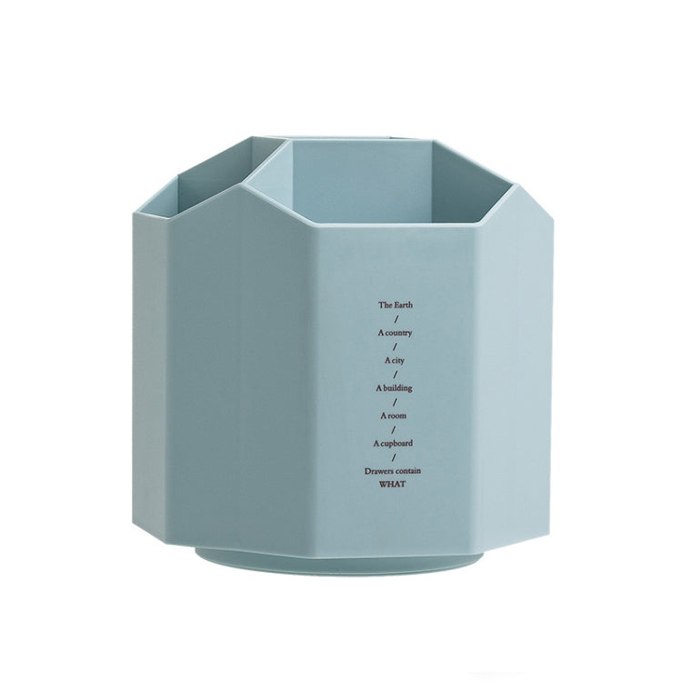 Large Capacity Desktop Storage Box Student Office Pen Bucket — Rotating Blue