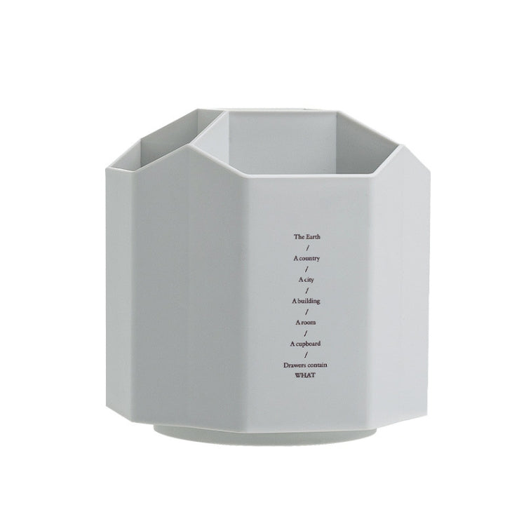 Large Capacity Desktop Storage Box Student Office Pen Bucket — Rotating Gray