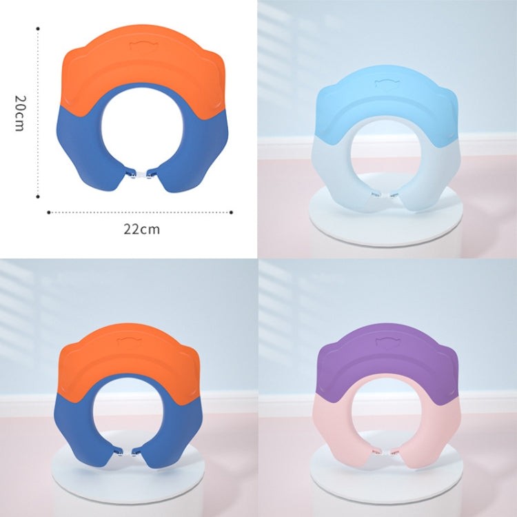 Shampoo Earmuffs Silicon Infant Wash Bath Cap Child Washing Hat — Blue