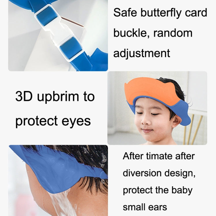 Shampoo Earmuffs Silicon Infant Wash Bath Cap Child Washing Hat — Orange