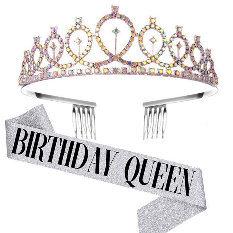 WM-02 Crystal Diamond Birthday Party Wedding Updo Crown, Color: Gold Queen Set1 — Gold Queen