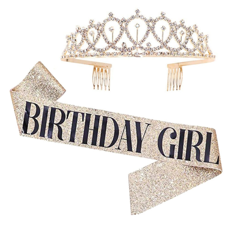 WM-02 Crystal Diamond Birthday Party Wedding Updo Crown, Color: Gold Queen Set1 — AB Gold Girl