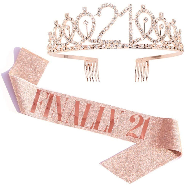 WM-02 Crystal Diamond Birthday Party Wedding Updo Crown, Color: Gold Queen Set1 — Rose Gold Girl