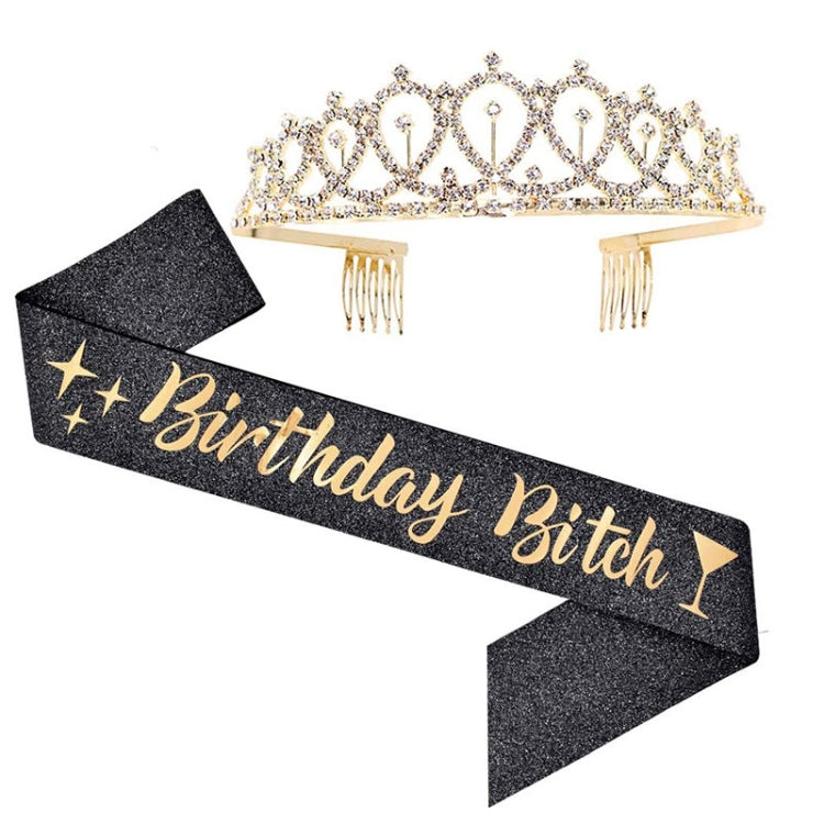 WM-02 Crystal Diamond Birthday Party Wedding Updo Crown, Color: Gold Queen Set1 — Gold 21